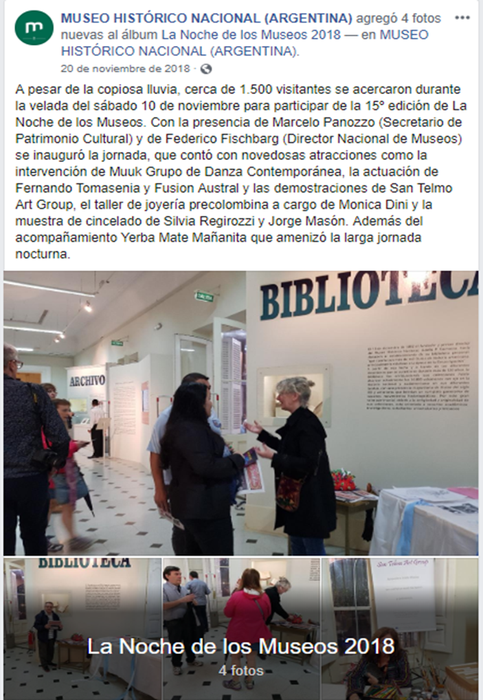 11-2018- El Sol de San Telmo en el Museo Histórico Nacional, en el marco de la Noche de los Museos 